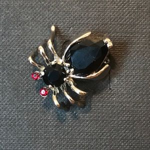 Cookie Lee Black crystal beetle insect Brooch pin